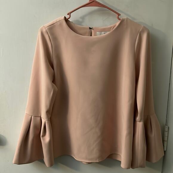 LOFT Ann Taylor Light Pink Double Weave Bell Sleeve Blouse Size XSP Casual Boho - Picture 1 of 6